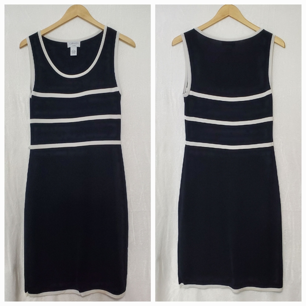 Carmen Marc Valvo Black and White Sleeveless Dress Size L